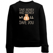 Дитячий світшот з написом "Save money"