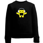 Детский свитшот Yellow monster in the headphones.