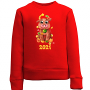 Детский свитшот Бычок в новогодней гирлянде 2021