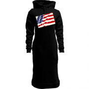 Женская толстовка-платье с потертым флагом США