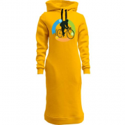 Женская толстовка-платье с велосипедистом и частицами