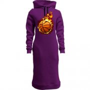 Женская толстовка-платье с горящим баскетбольным мячом 2