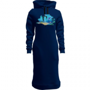 Женская толстовка-платье c изображением подводного мира