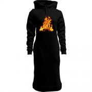 Женская толстовка-платье с изображением огня