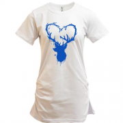 Подовжена футболка з рогами оленя у вигляді серця