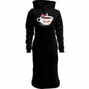 Женская толстовка-платье с крысой в чашке кофе