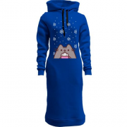 Женская толстовка-платье с Пушин котом и снегом