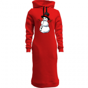 Женская толстовка-платье со снеговиком в цилиндре