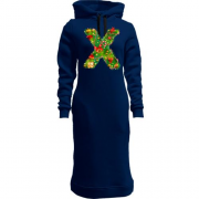 Женская толстовка-платье с надписью "Xmas"