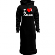 Жіночі толстовки-плаття з написом "I love Xmas"