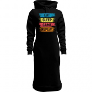 Женская толстовка-платье Eat Sleep Game Repeat
