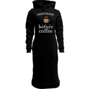 Женская толстовка-платье Nightmare before coffee