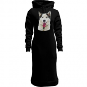 Женская толстовка-платье с собакой хаски