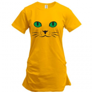 Подовжена футболка з котячими очима
