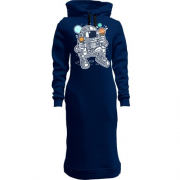 Женская толстовка-платье с космонавтом мороженым планетами