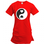 Подовжена футболка Інь-янь з серцем