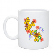 Чашка Пчелы с цветами