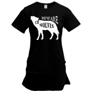 Подовжена футболка beware of wolves