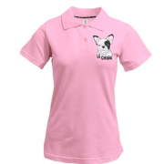 Жіноча футболка-поло з написом "Le Chien" і собакою