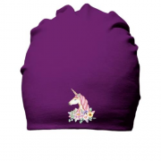 Хлопковая шапка с единорогом в цветах