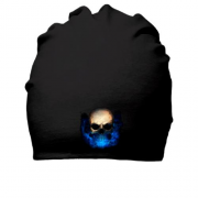 Хлопковая шапка с черепом в синем пламени