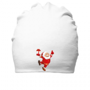 Хлопковая шапка Дед Мороз с подарком
