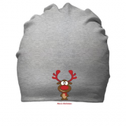 Бавовняна шапка с оленем Merry Christmas