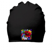 Бавовняна шапка з квітковим орнаментом
