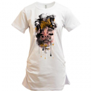Подовжена футболка з дівчиною і леопардами