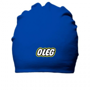 Бавовняна шапка з написом "Олег" в стилі Лего