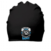 Бавовняна шапка з написом "Риболовля - ось що робить мене щасливим"