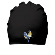 Хлопковая шапка с синичками