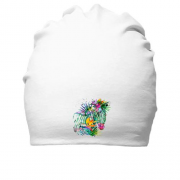 Бавовняна шапка з зеброю в квітах