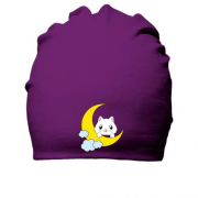 Бавовняна шапка з кошеням на місяці