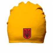 Хлопковая шапка с красно-черным гербом Украины