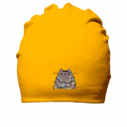 Хлопковая шапка с Пушин котом в гирляндах