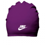 Бавовняна шапка з надписью "Fake" в стилі Nike