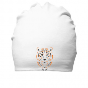 Хлопковая шапка с арт силуэтом тигра