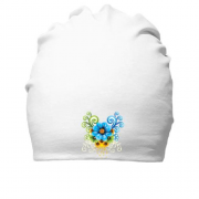 Бавовняна шапка з орнаментом із квітів (2)