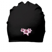 Бавовняна шапка з фіолетовими квітами