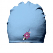 Бавовняна шапка з фіолетовою квіткою