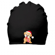 Хлопковая шапка с новогодней собачкой