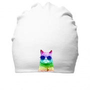 Хлопковая шапка Радужный кот
