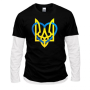 Комбинированный лонгслив герб Украины с сердцем