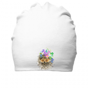 Бавовняна шапка з їжачком в квітах