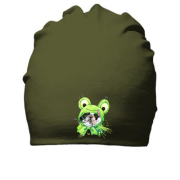 Бавовняна шапка з Бостон тер'єром в костюмі жаби