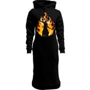 Женская толстовка-платье Козак в пламени