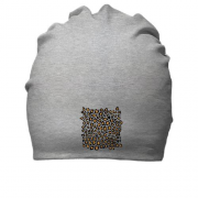 Хлопковая шапка с леопардовой кожей