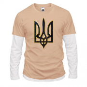 Комбінований лонгслів з гербом України стилізованим під кору