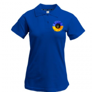 Жіноча футболка-поло з жовто-синім соняшником з гербом
